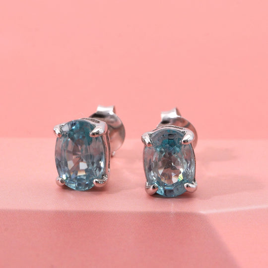 D joy Blauer Zirkon Ohrringe 925 Silber rhodiniert ca. 2.46 ct