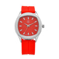 STRADA - Uhr mit japanischem Uhrwerk, silbernem Gehäuse und rotem Silikonarmband