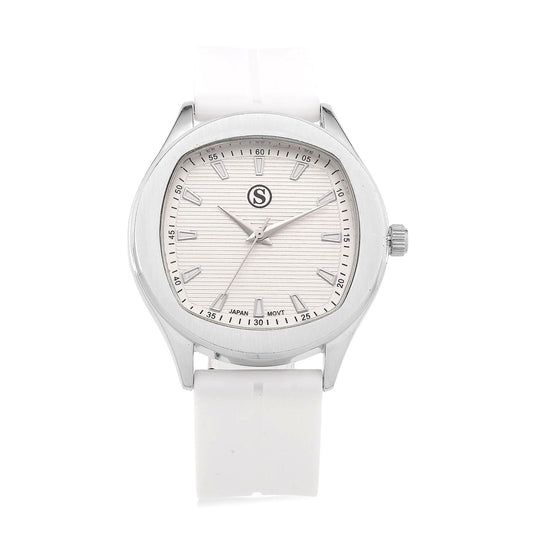 STRADA - Uhr mit japanischem Uhrwerk, silbernem Gehäuse und rotem Silikonarmband