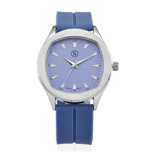 STRADA - Uhr mit japanischem Uhrwerk, silbernem Gehäuse und rotem Silikonarmband