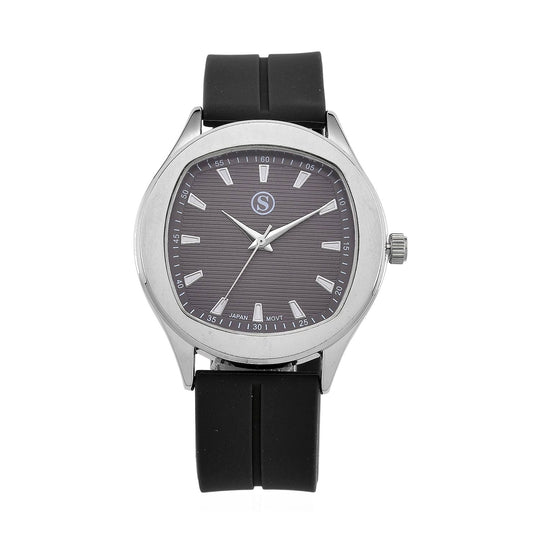 STRADA - Uhr mit japanischem Uhrwerk, silbernem Gehäuse und rotem Silikonarmband