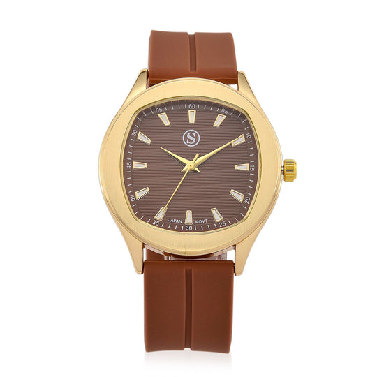 STRADA - Armbanduhr Legierung, goldfarben, Zifferblatt Braun-Hydraulic, 3 ATM wasserdicht