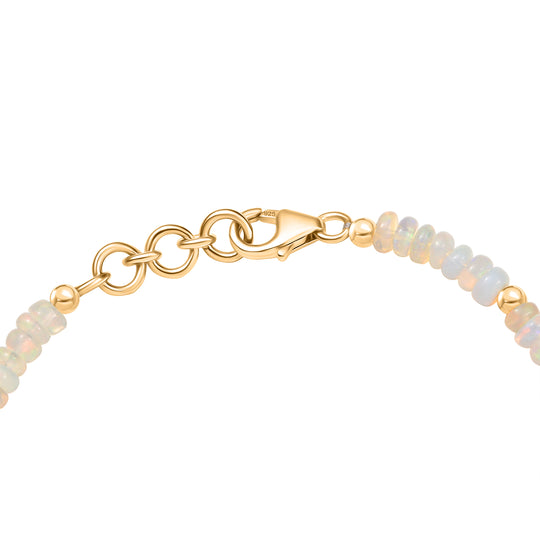D'Joy AA Natürlicher, äthiopischer Welo Opal Armband ca. 18 cm 925 Silber 750 Gelbgold Vermeil ca. 14.92 ct