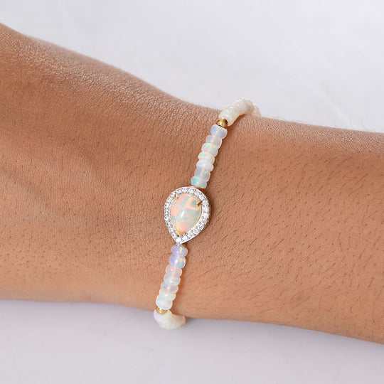 D'Joy AA Natürlicher, äthiopischer Welo Opal Armband ca. 18 cm 925 Silber 750 Gelbgold Vermeil ca. 14.66 ct
