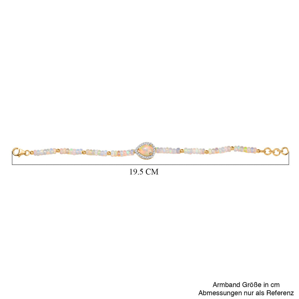 D'Joy AA Natürlicher, äthiopischer Welo Opal Armband ca. 18 cm 925 Silber 750 Gelbgold Vermeil ca. 14.66 ct