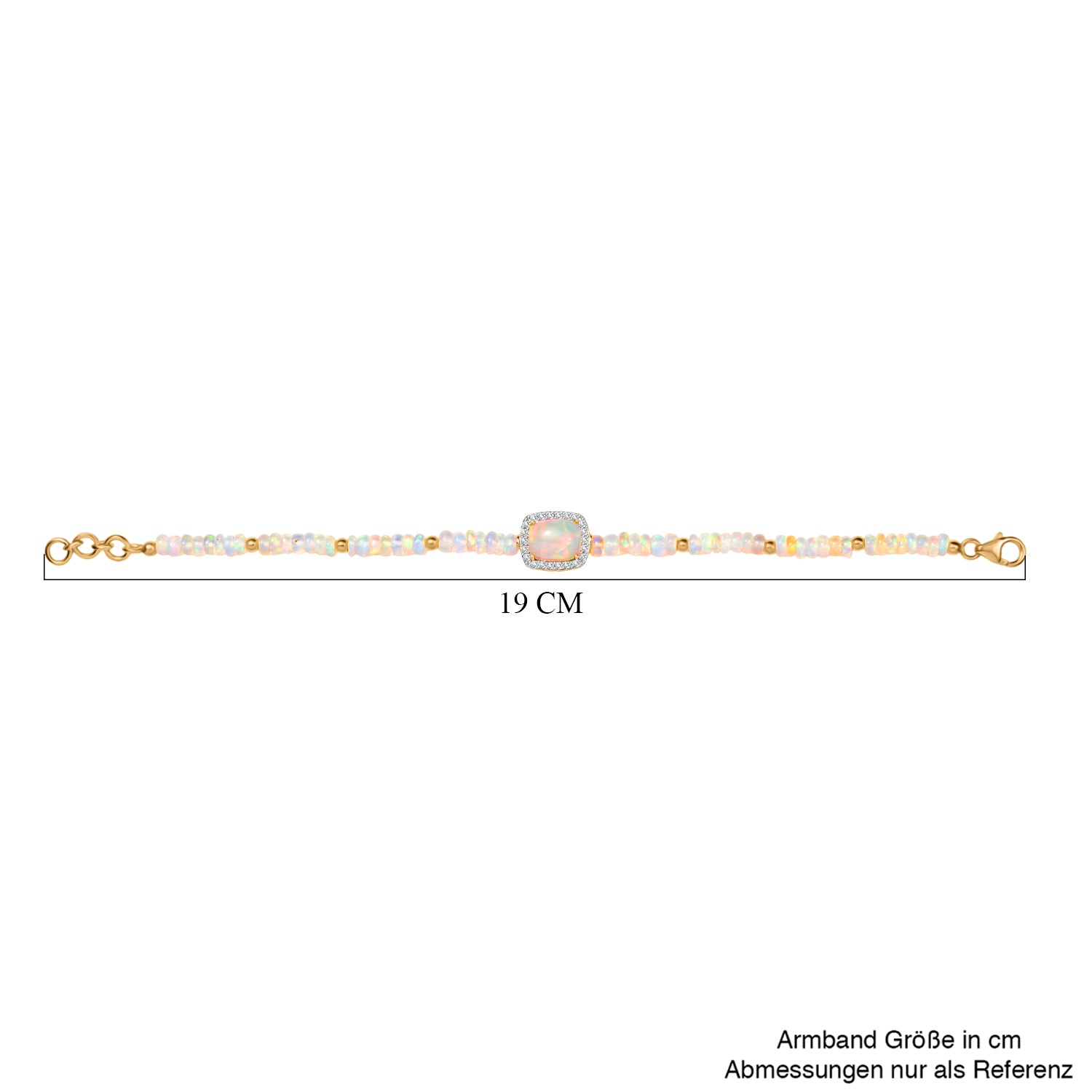 D'Joy AA Natürlicher, äthiopischer Welo Opal Armband ca. 18 cm 925 Silber 750 Gelbgold Vermeil ca. 15.02 ct