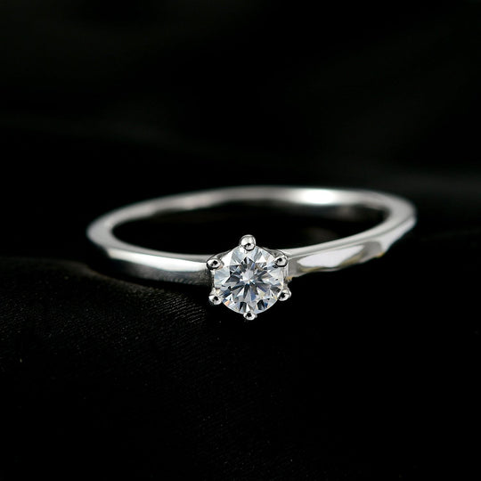 Moissanit Ring 925 Silber rhodiniert (Größe 21.00) ca. 0,24 ct