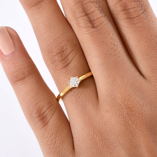 Moissanit Ring 925 Silber Gelbgold Vermeil (Größe 20.00) ca. 0,24 ct