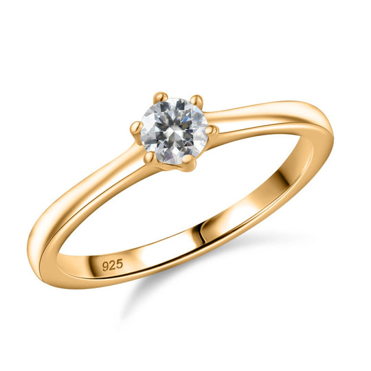 Moissanit Ring 925 Silber Gelbgold Vermeil (Größe 20.00) ca. 0,24 ct