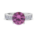 Lustro Stella Rosa Saphir-Farbener Zirkonia, Weißer Zirkonia Ring 925 Silber rhodiniert (Größe 20.00)