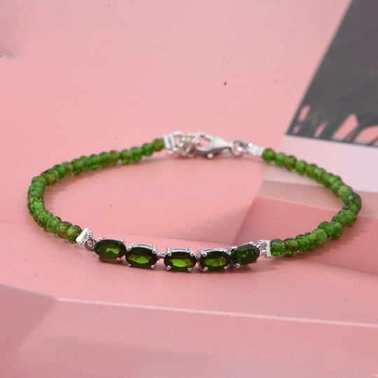D'joy Blauer Zirkon Armband 18 cm mit 2.5 cm extender, 925 Silber rhodiniert ca. 6.00 ct