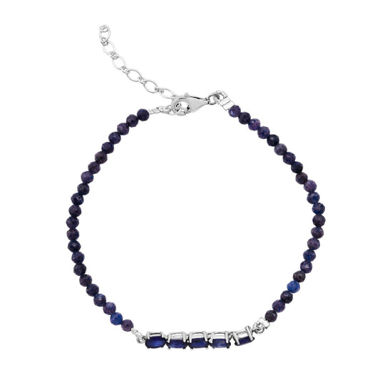 D'joy Blauer Zirkon Armband 18 cm mit 2.5 cm extender, 925 Silber rhodiniert ca. 6.00 ct