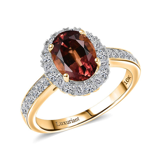 AAA Byzantinischer Turmalin, Lab Grown Diamant Ring, AGI zertifiziert und geprüft, 417 Gold (Größe 19.00) ca. 2.75 ct