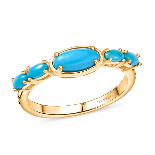 D'Joy AA Sleeping Beauty Türkis Ring 925 Silber 750 Gelbgold Vermeil (Größe 20.00) ca. 0,97 ct