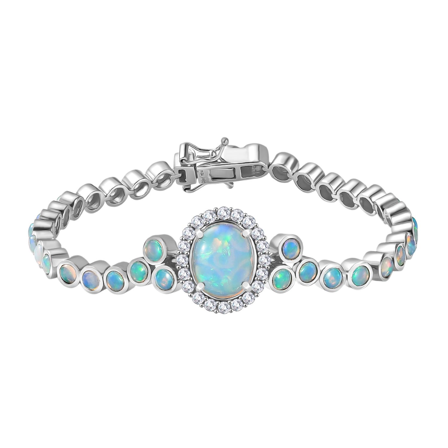 D'Joy AA Natürlicher, äthiopischer Welo Opal Armband ca. 19 cm 925 Silber rhodiniert ca. 8.41 ct