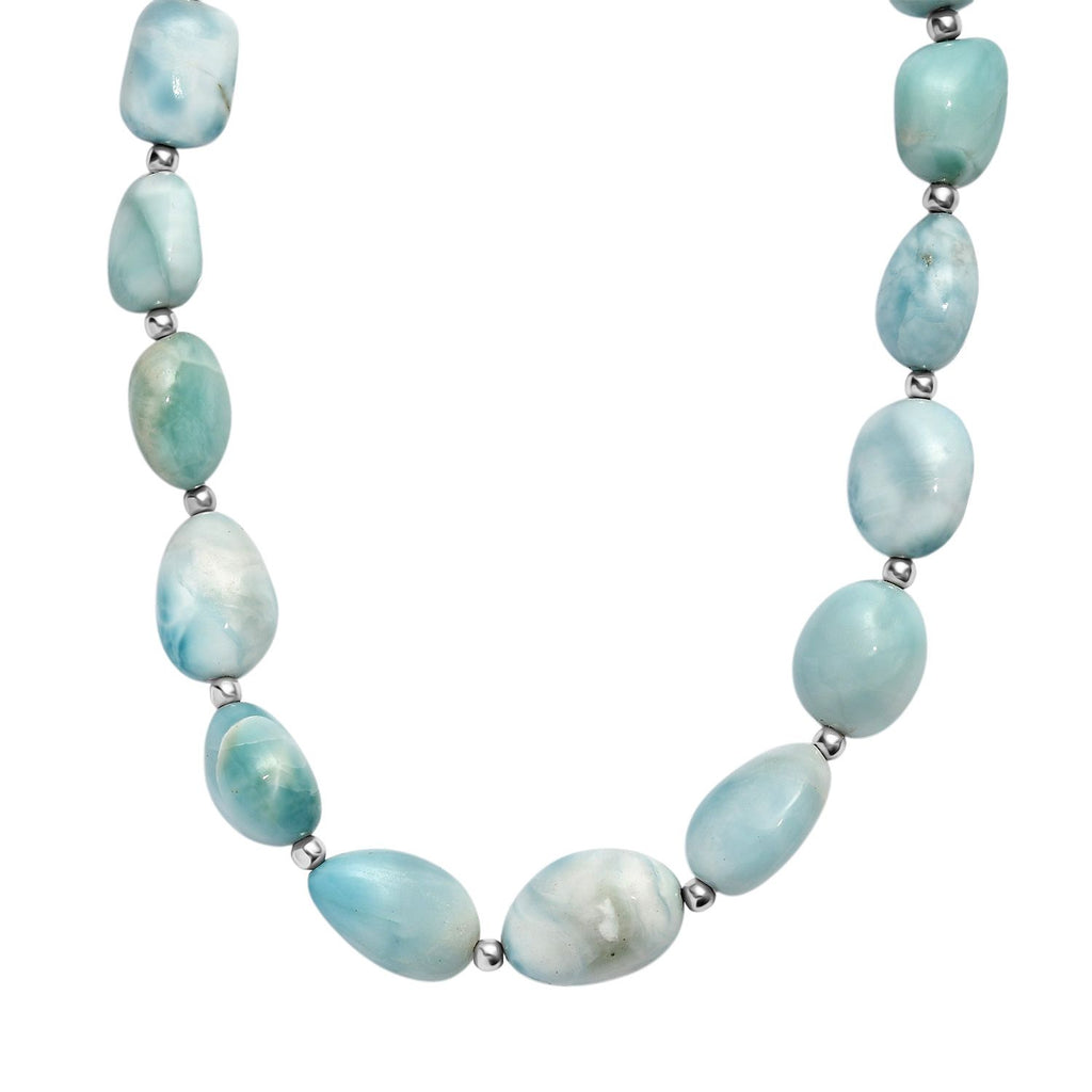 AA Larimar Halskette ca. 45 cm 925 Silber rhodiniert ca. 200,00 ct.