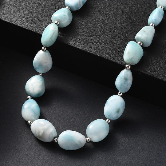 AA Larimar Halskette ca. 45 cm 925 Silber rhodiniert ca. 200,00 ct.