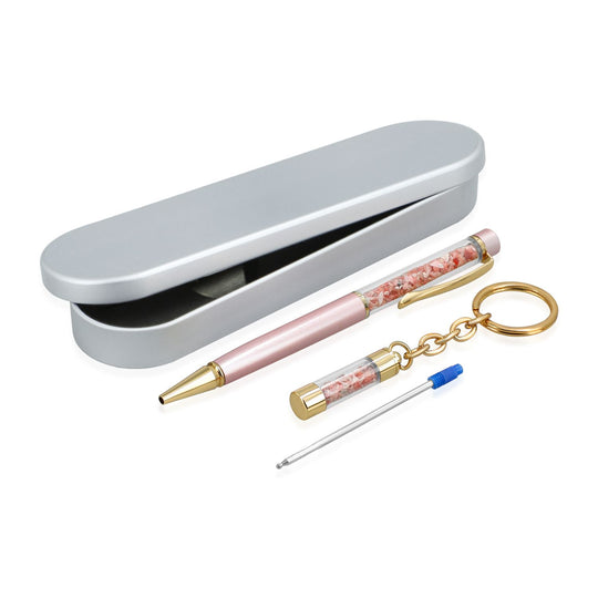 Edelstein Stift Set Pfirsichopal, Stift Schlüsselanhänger Mine, Grün