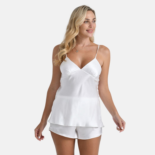 LA MAREY Signature - Seidentop aus 100% Maulbeerseide, Größe 36-38 (S), Himmelblau