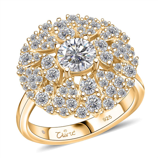 CLARTE Moissanit Ring 925 Silber vergoldet (Größe 18.00) ca. 2.05 ct