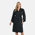 LA MAREY Kimono mit Gürtel aus 100% Maulbeerseide, Schwarz, Einheitsgröße