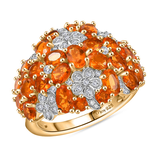 D'Joy AAA Blaze Feueropal Ring 925 Silber 750 Gelbgold Vermeil (Größe 20.00) ca. 3,29 ct
