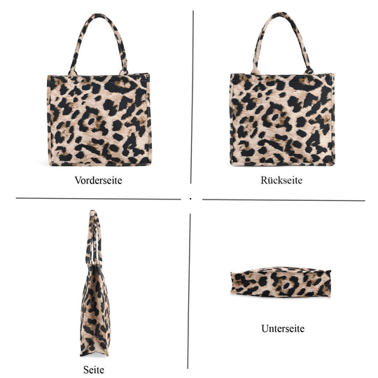 Leopardenmuster Set, Shopper und Handy Umhängetasche, 40 x 12 x 35 cm