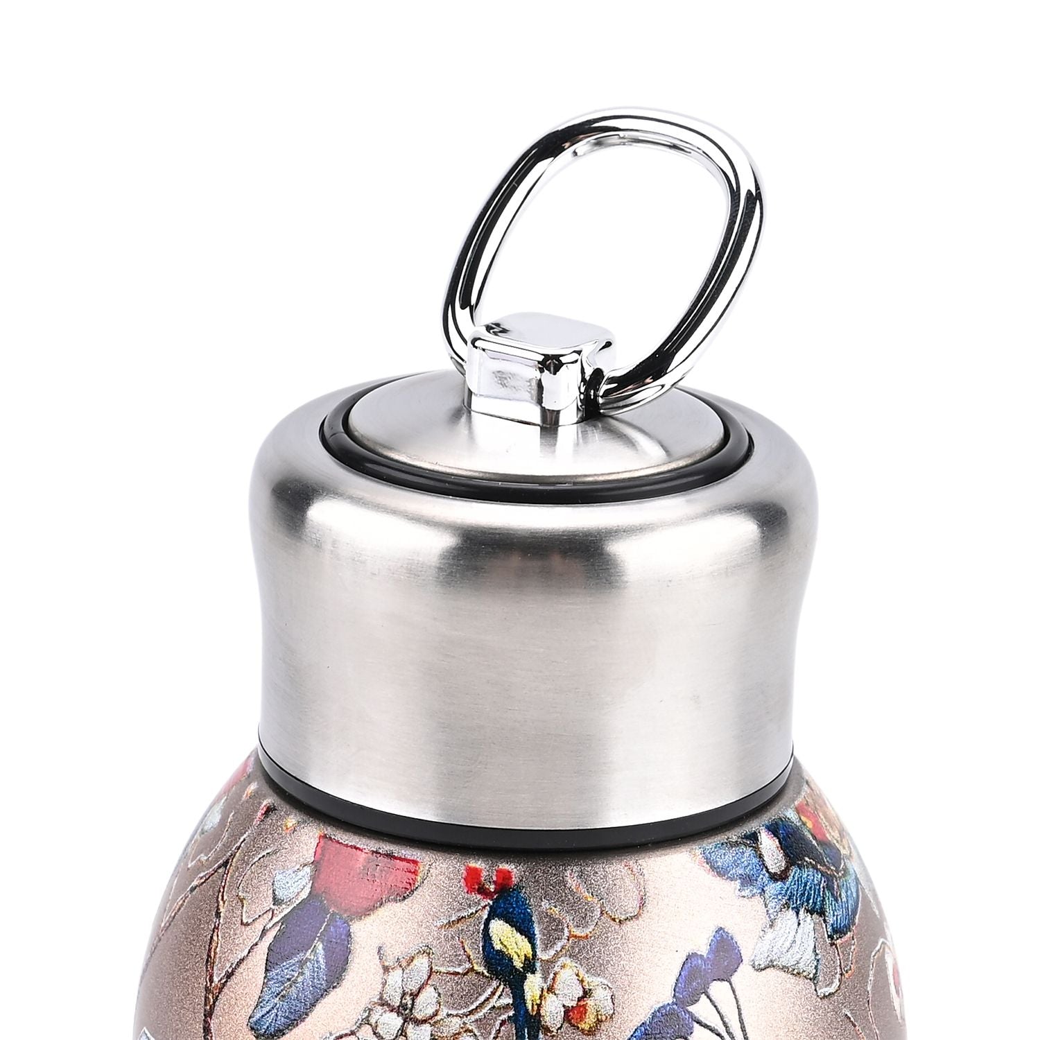LIVMORE - Isolierflasche aus 316L Edelstahl mit Doppelwand und Pfauenmotiv, Roségold, für heiße und kalte Getränke, 260 ml