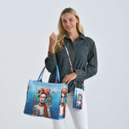 Frida Kahlo und Schmetterling Design Set, Shopper und Handy Umhängetasche, 40 x 12 x 35 cm, Blau