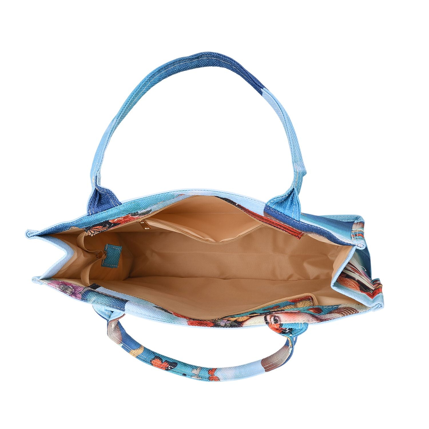 Frida Kahlo und Schmetterling Design Set, Shopper und Handy Umhängetasche, 40 x 12 x 35 cm, Blau