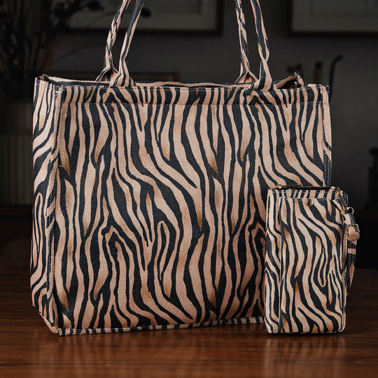Zebra Print Design Set, Shopper und Handy Umhängetasche, 40 x 12 x 35 cm, Zebra
