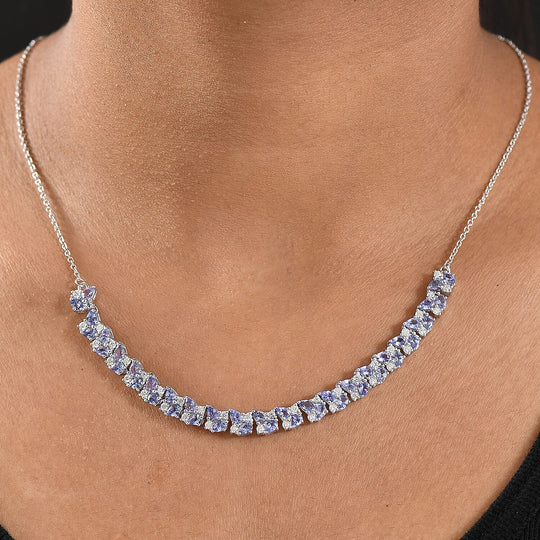 D'Joy Tansanit, Moissanit Halskette ca. 45 cm 925 Silber rhodiniert ca. 8.82 ct