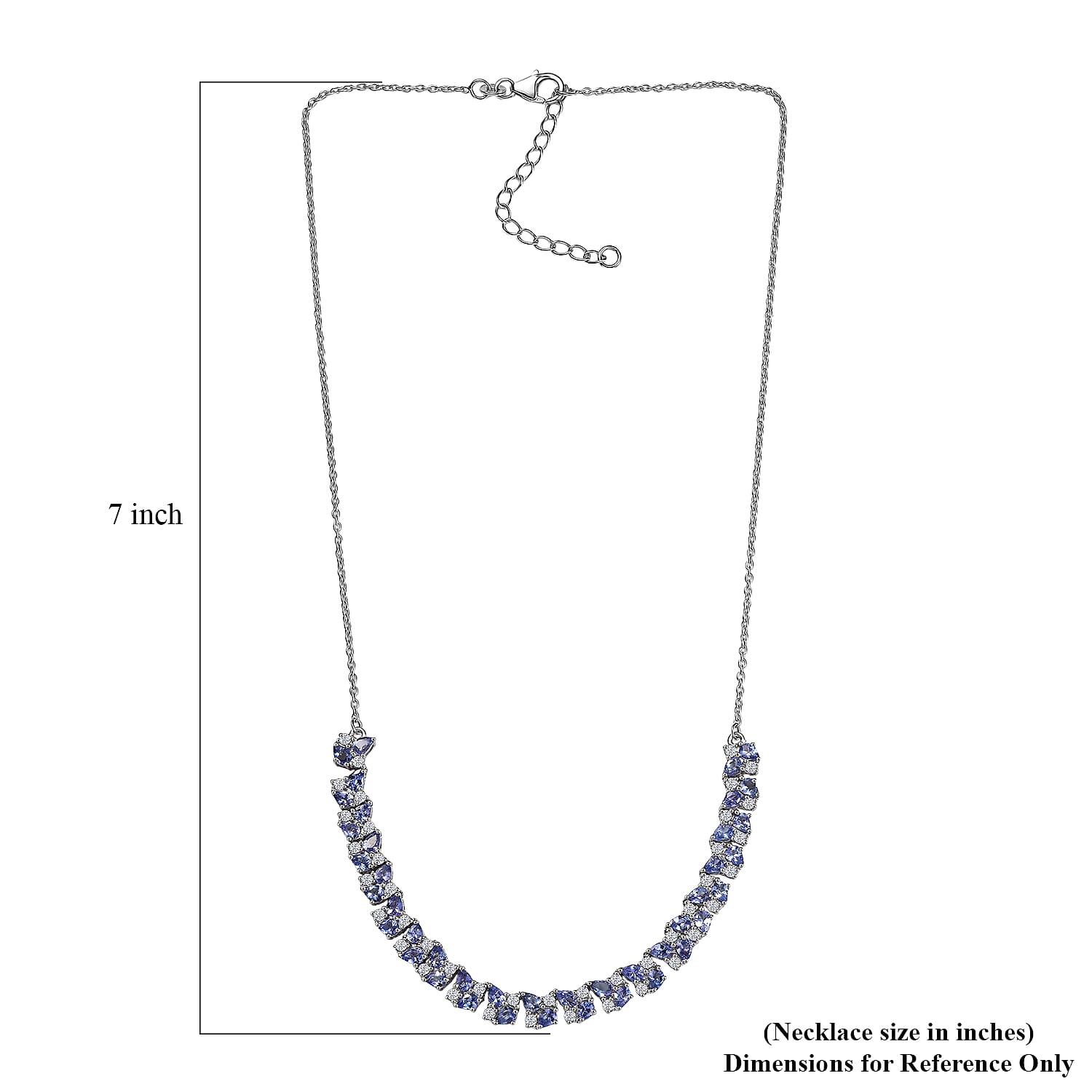 D'Joy Tansanit, Moissanit Halskette ca. 45 cm 925 Silber rhodiniert ca. 8.82 ct