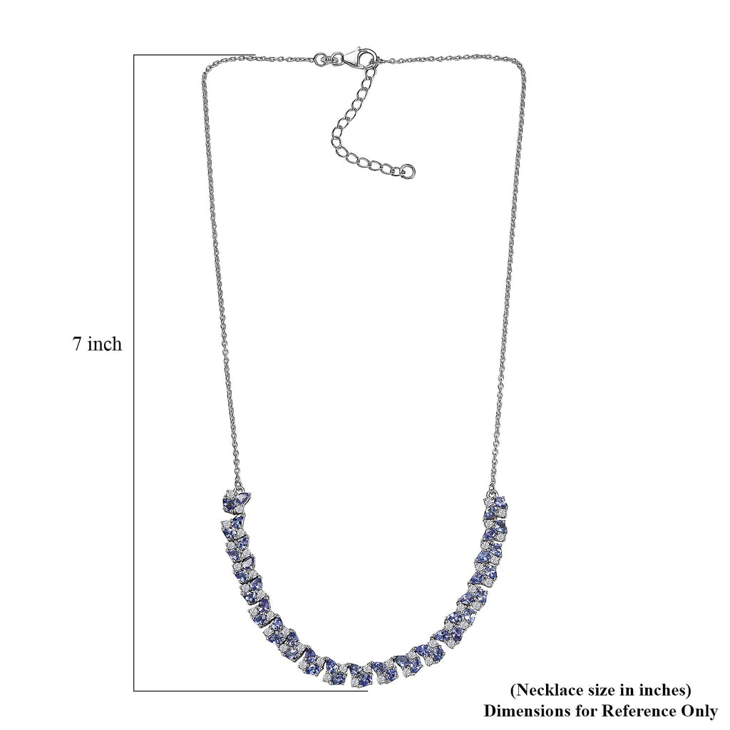 D'Joy Tansanit, Moissanit Halskette ca. 45 cm 925 Silber rhodiniert ca. 8.82 ct