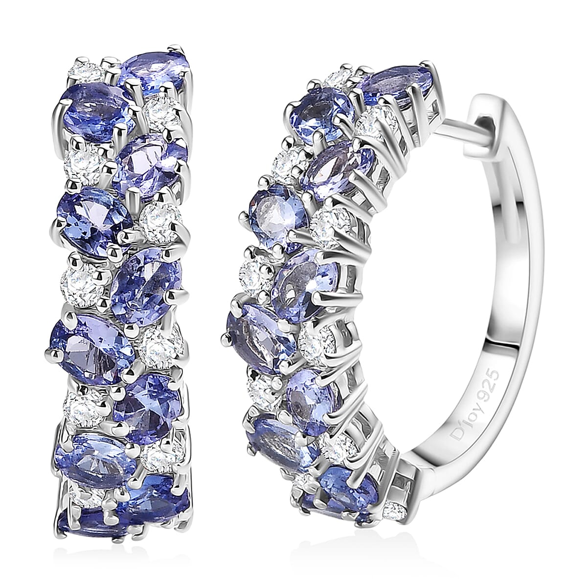 D'Joy Tansanit, Moissanit Ohrringe 925 Silber rhodiniert ca. 4.36 ct