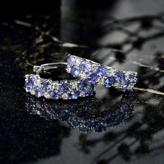 D'Joy Tansanit, Moissanit Ohrringe 925 Silber rhodiniert ca. 4.36 ct