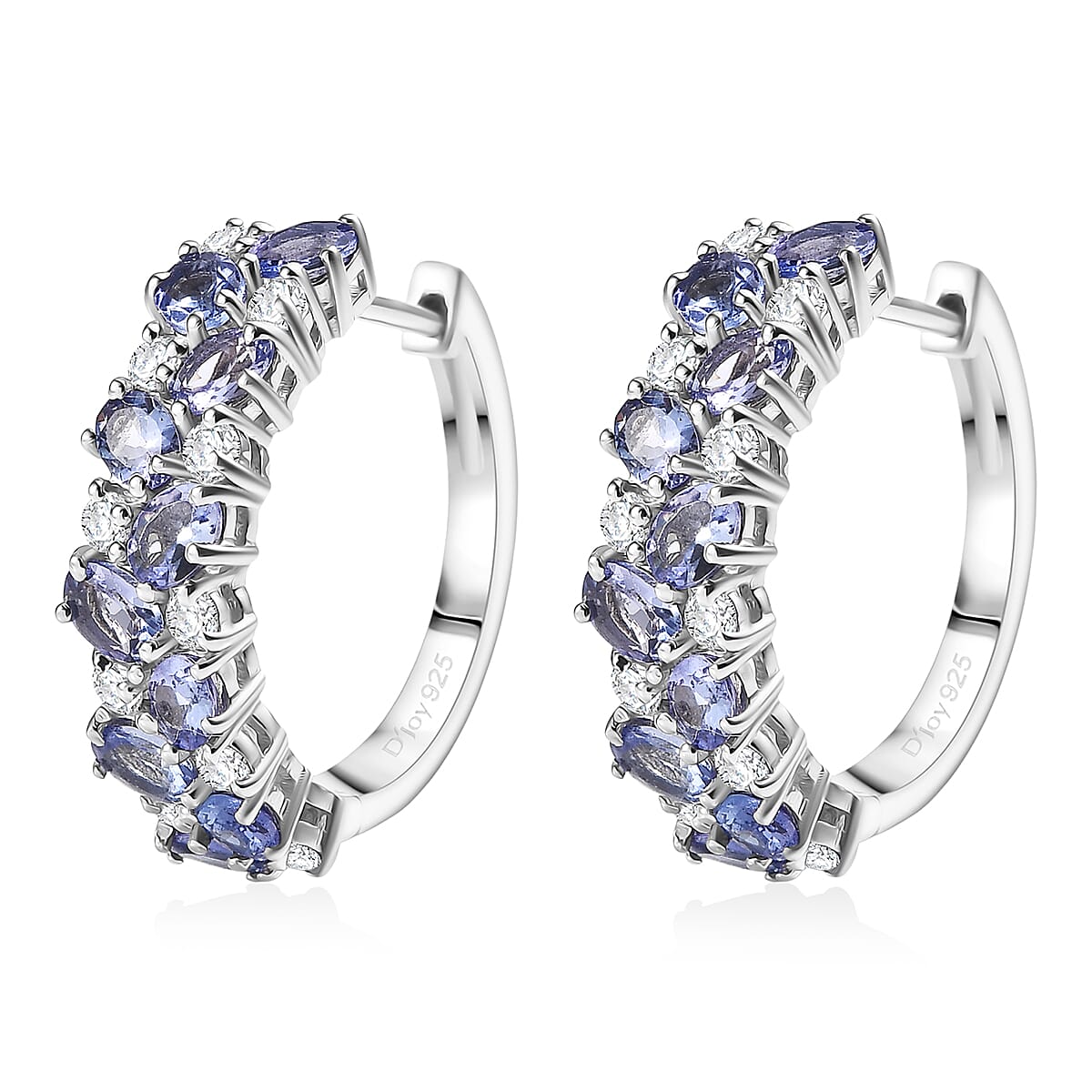 D'Joy Tansanit, Moissanit Ohrringe 925 Silber rhodiniert ca. 4.36 ct