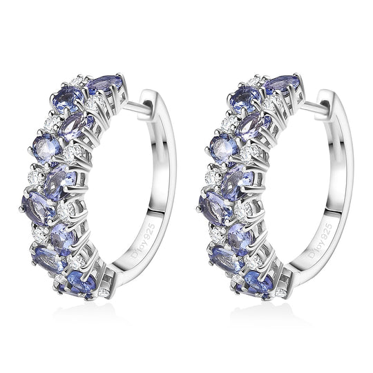 D'Joy Tansanit, Moissanit Ohrringe 925 Silber rhodiniert ca. 4.36 ct