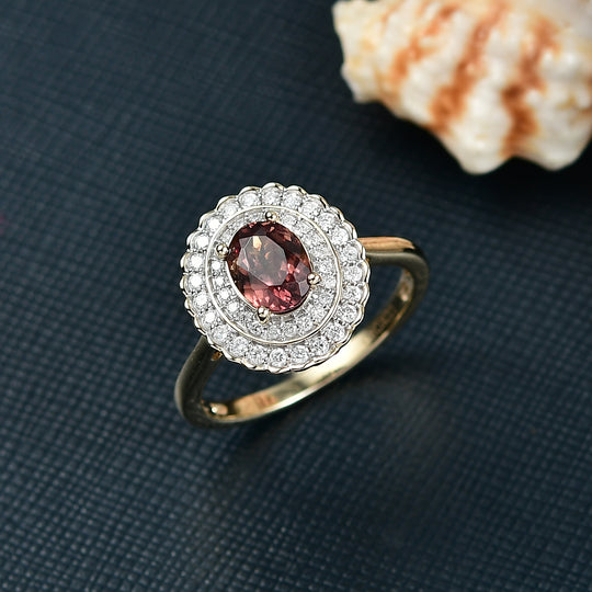LUXORO AAA Farbwechsel Granat, Weißer Diamant Ring 417 Gold (Größe 18.00)   (10-16 Werktage Lieferzeit) ca. 2,11 ct