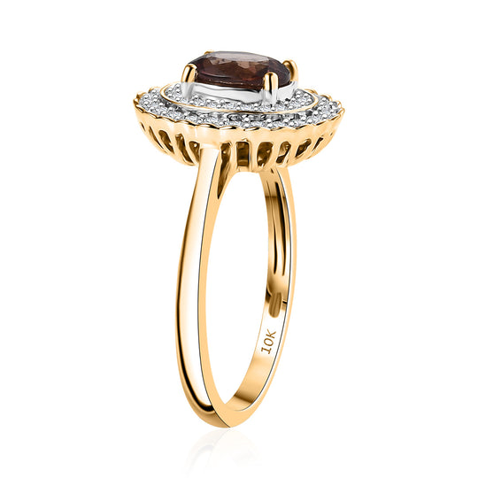 LUXORO AAA Farbwechsel Granat, Weißer Diamant Ring 417 Gold (Größe 18.00)   (10-16 Werktage Lieferzeit) ca. 2,11 ct