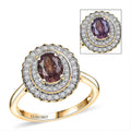 LUXORO AAA Farbwechsel Granat, Weißer Diamant Ring 417 Gold (Größe 18.00) ca. 2,11 ct