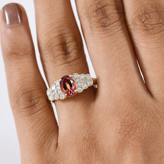 LUXORO AAA Farbwechsel Granat, Weißer Diamant Ring 417 Gold (Größe 17.00)   (10-16 Werktage Lieferzeit) ca. 1,59 ct