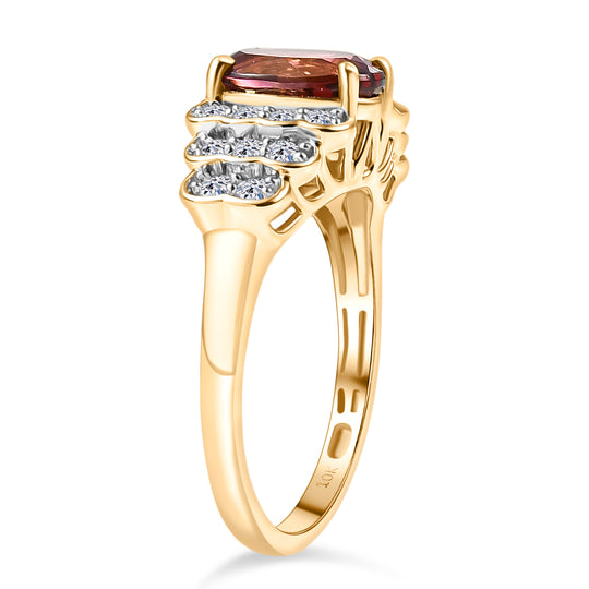 LUXORO AAA Farbwechsel Granat, Weißer Diamant Ring 417 Gold (Größe 17.00)   (10-16 Werktage Lieferzeit) ca. 1,59 ct