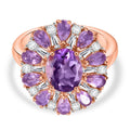 D'Joy AAA Rose De France Amethyst Ring 925 Silber 750 Roségold Vermeil (Größe 19.00) ca. 5,55 ct