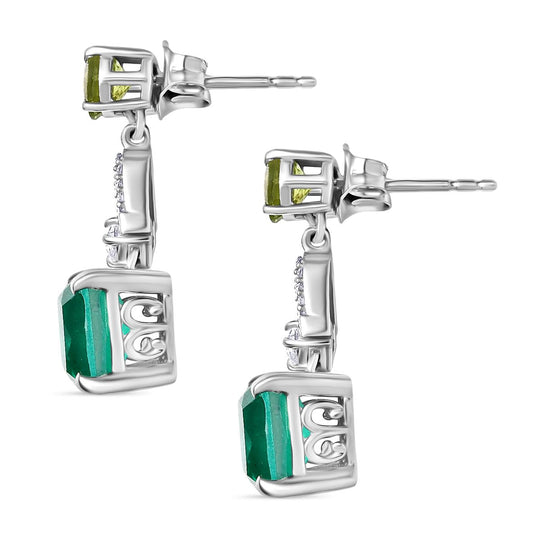 D'Joy Smaragd-Quarz Triplette, Peridot Ohrringe 925 Silber rhodiniert ca. 6.66 ct