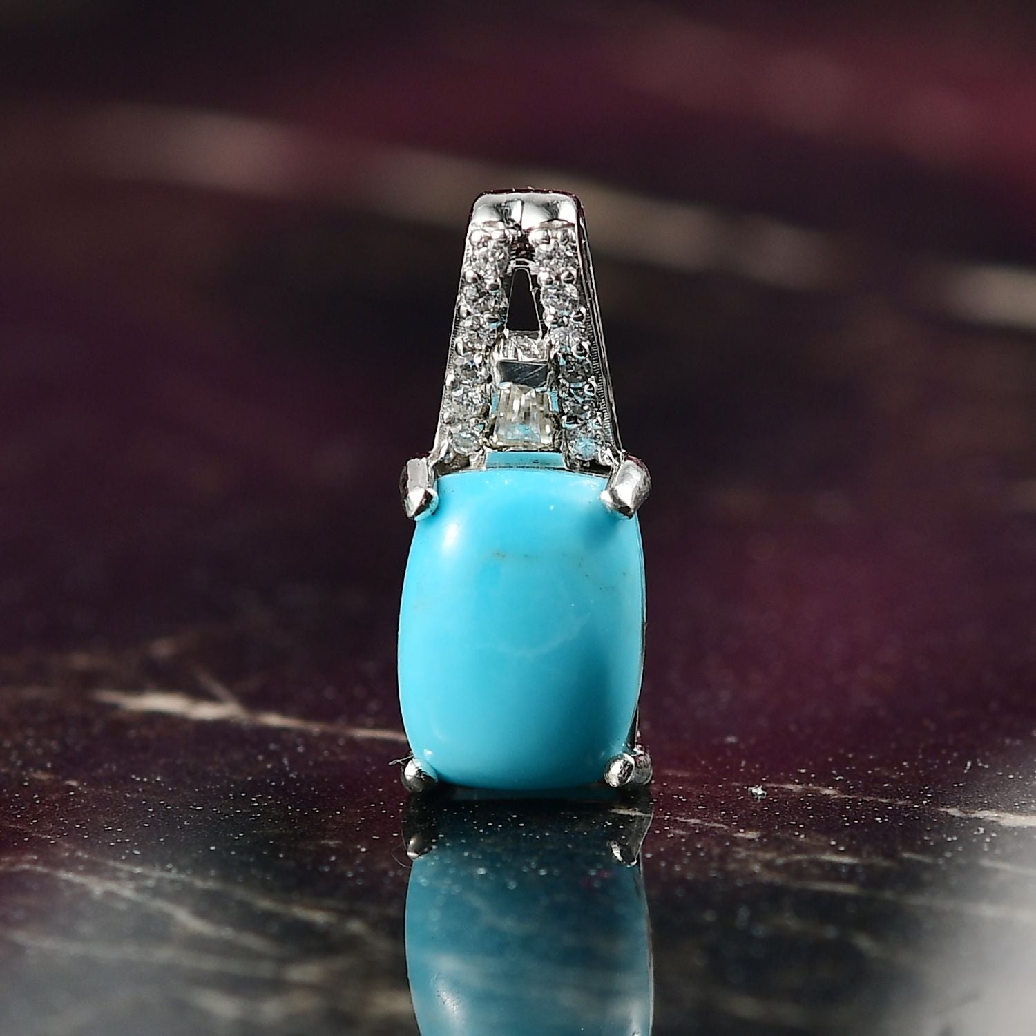 D'Joy AA Sleeping Beauty Türkis, Moissanit Anhänger 925 Silber rhodiniert ca. 1.26 ct