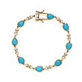 D'Joy AA Sleeping Beauty Türkis, Weißer Zirkon Armband ca. 19 cm 925 Silber 750 Gelbgold Vermeil ca. 9.34 ct