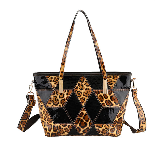 Chaos by Elsie Echtleder Shopper mit RFID, geometrisches Rauten Patchwork im 3D Würfel Look, Schlangenprägung mit Hochglanz Optik, 30 x 14 x 27 cm, Rot Rosé