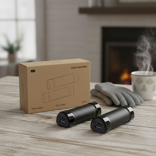 2 in 1 Magnetischer Handwärmer und Powerbank, 2 x 4000 mAh, 3 Heizstufen, 11 x 6 cm, 255 g, ABS Aluminiumlegierung, Schwarz