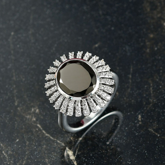 D'Joy Elite Shungit, Weißer Zirkon Ring 925 Silber rhodiniert (Größe 17.00) ca. 3,64 ct